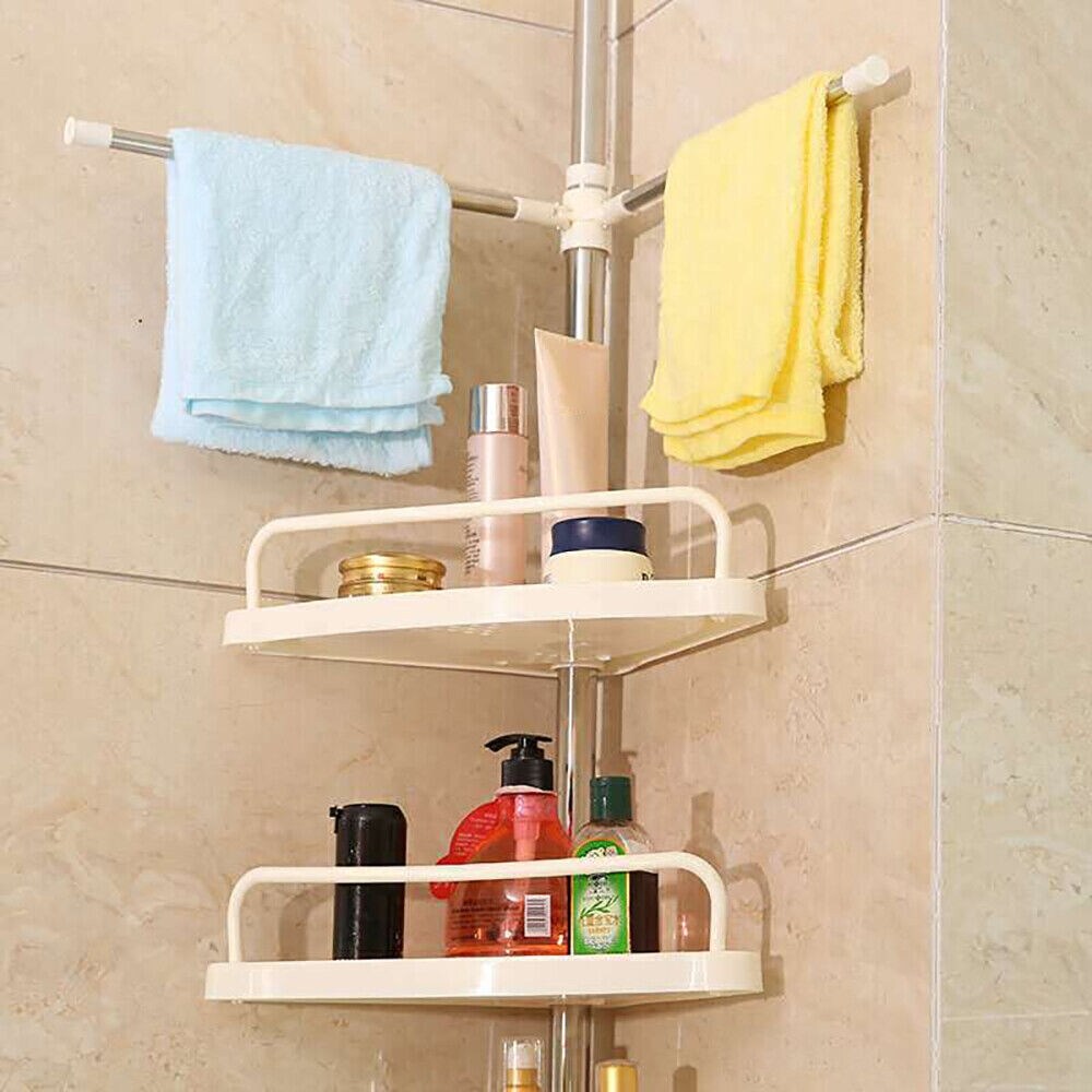 Kitcheniva Tension Pole Shower Caddy 4 Basket Shelves with Built-In Towel Bars