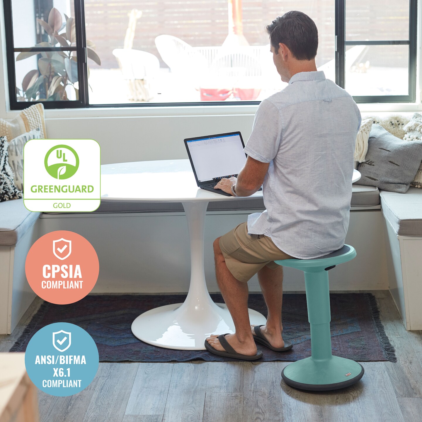 Ecr4kids Sitwell Adjustable Wobble Stool For Adults ECR4Kids