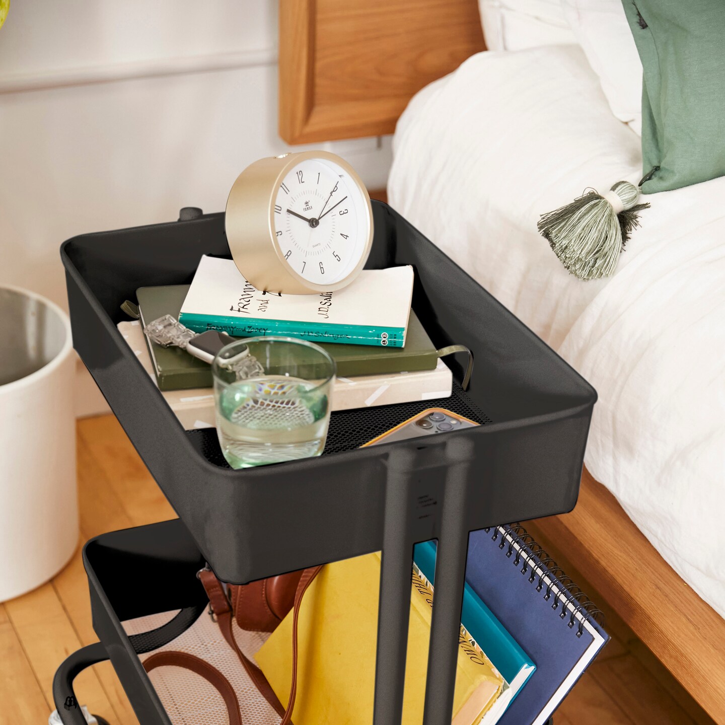 2-Tier Metal Rolling Utility Cart, Mobile Storage Organizer