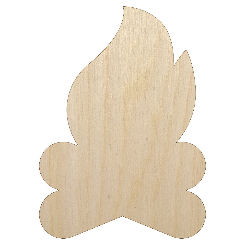 Campfire Fire Symbol Unfinished Wood Shape Piece Cutout for DIY Craft Projects