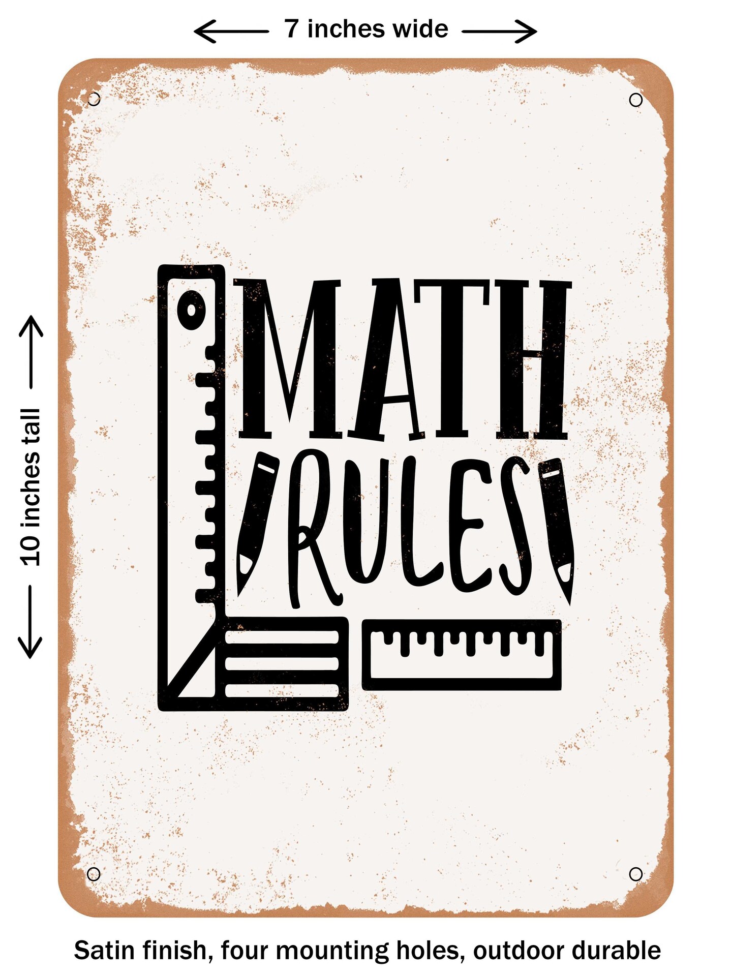 DECORATIVE METAL SIGN - Math Rules - 2  - Vintage Rusty Look