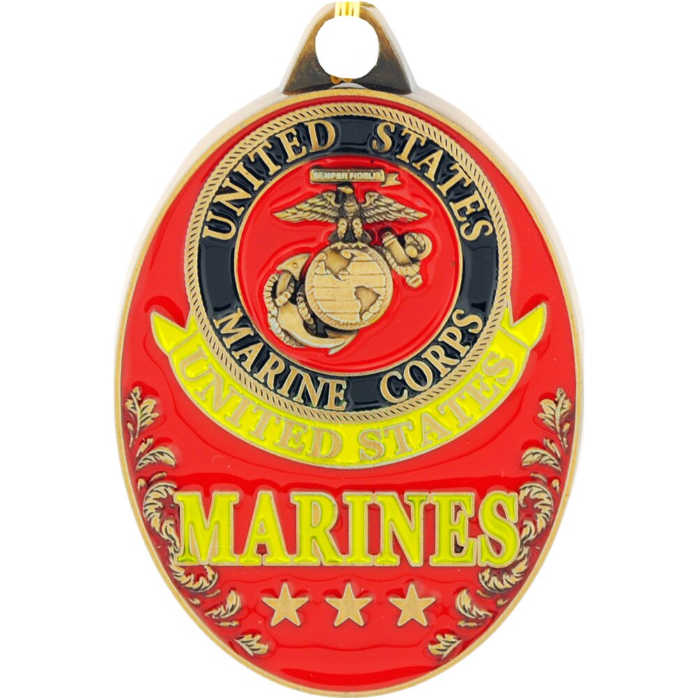 Key Ring-Usmc Logo (Oval) Zinc-Pwt (1-5/8&#x22;)