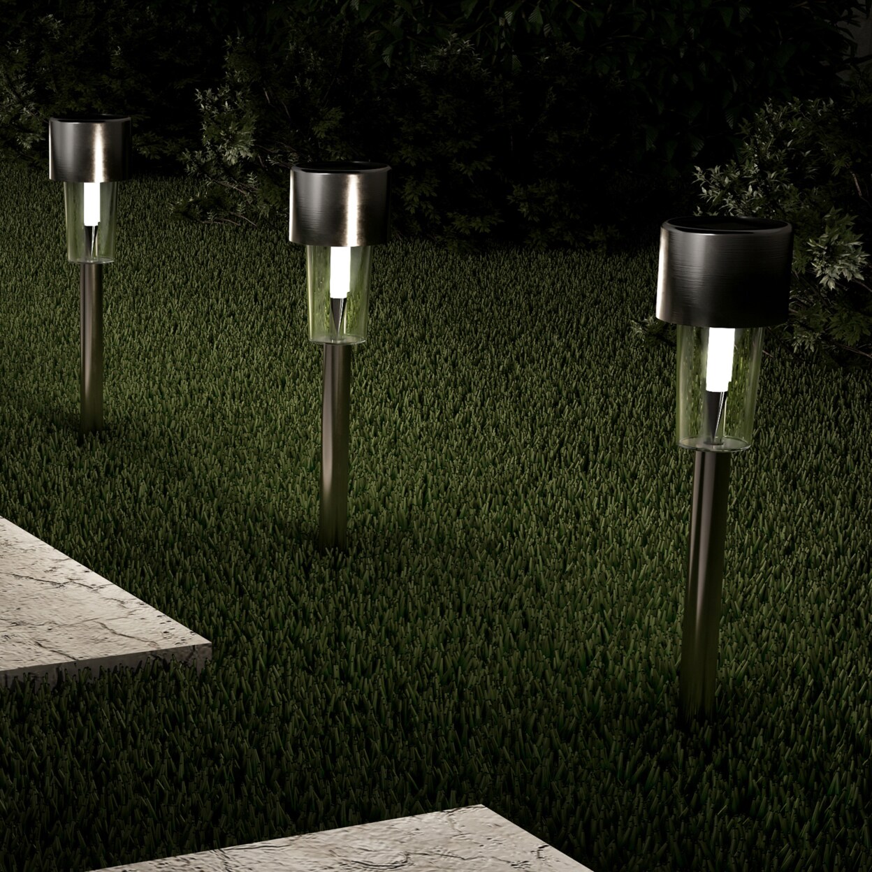 Pure Garden Set of 12 Solar Lights Pathway Garden Patio LED Lighting Driveway Path Edging Silver