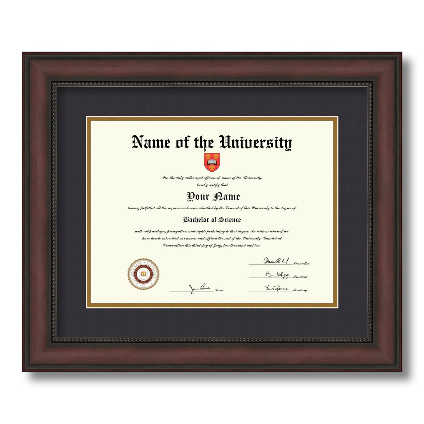 ArtToFrames 9x12 inch Diploma Frame - Framed with Black and Gold Mats, Comes with Regular Glass and Sawtooth Hanger for Wall Hanging (D-9x12)