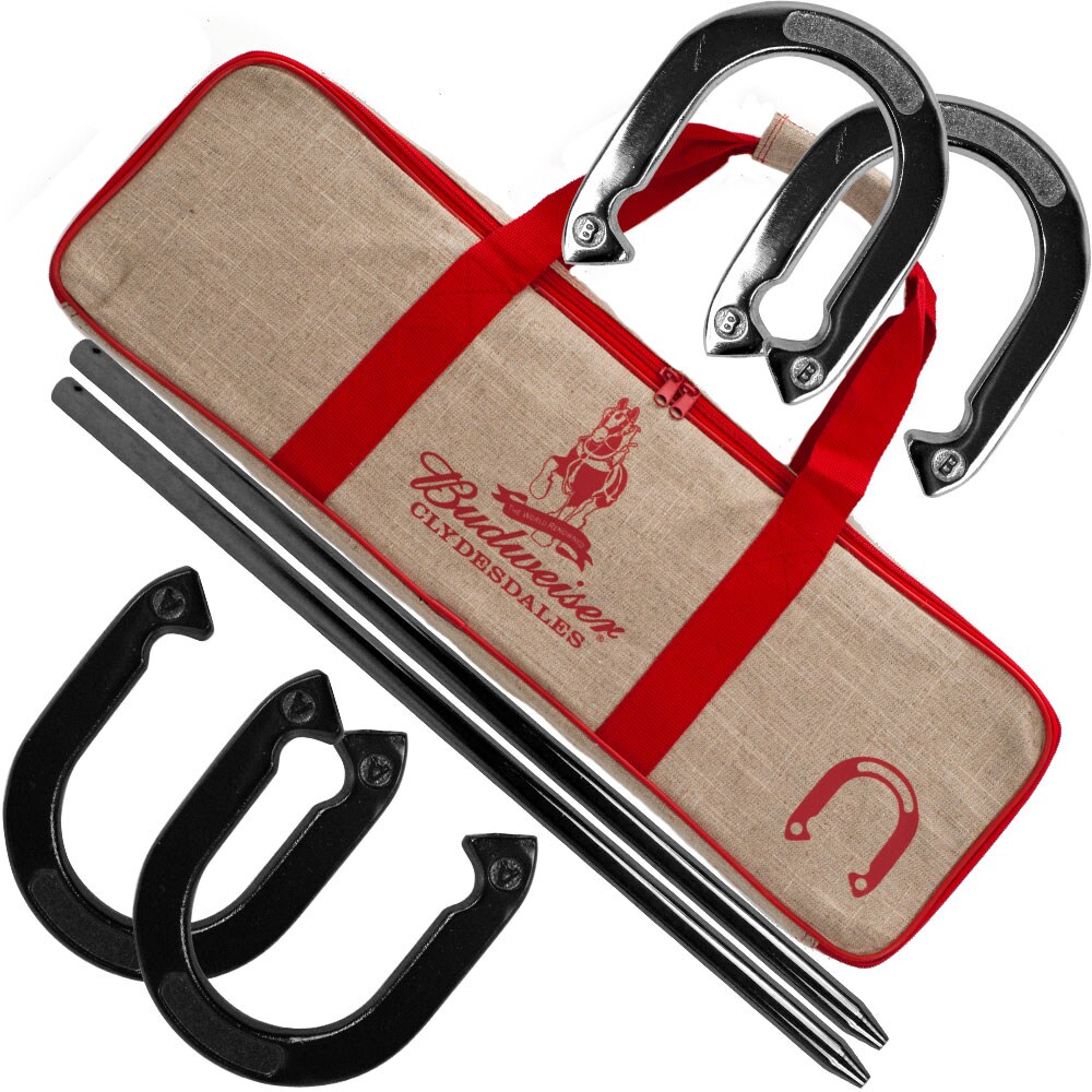 Budweiser Horseshoe Set With Carry Case 2.33 Lb Professional Outdoor Game