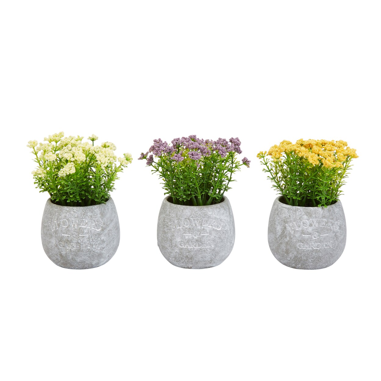 Pure Garden Faux Flowers-3-Piece Assorted Natural Lifelike Floral 6.25&#x22; Tall Arrangements and Imitation Greenery in Vases