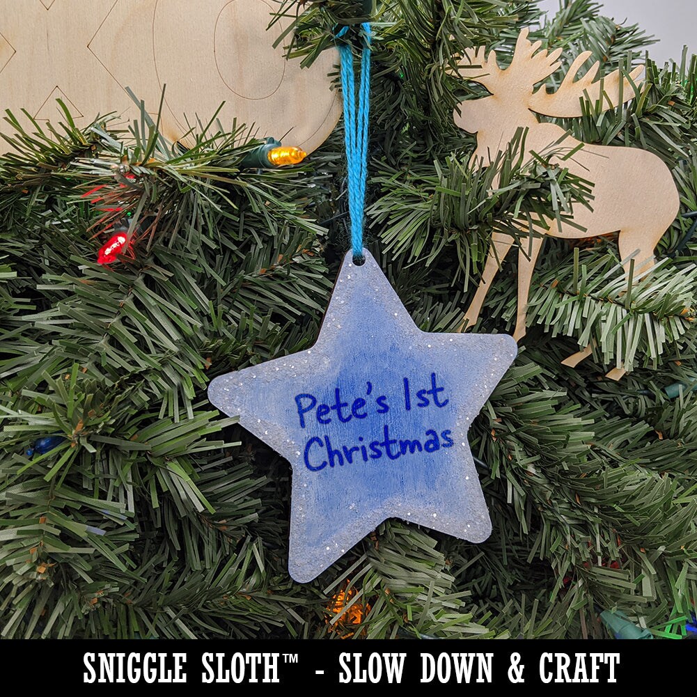 Snowflake Sketch Winter Unfinished Craft Wood Holiday Christmas Tree DIY Pre-Drilled Ornament