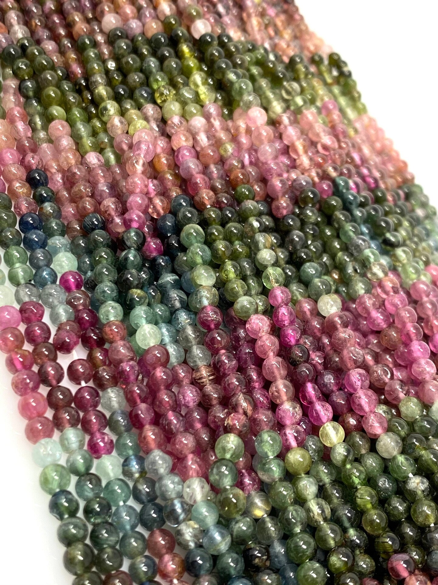 Natural Multi Tourmaline Smooth Gemstone Round Beads, Multi Color - 13", 3.75mm - 4mm