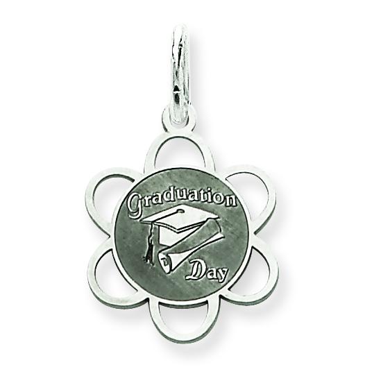 Sterling Silver Graduation Day Disc Charm Diploma Jewerly 21mm x 12mm