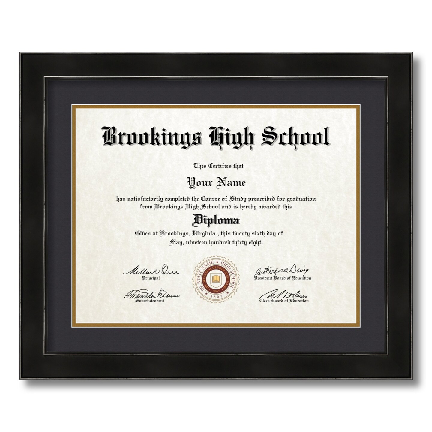 ArtToFrames 13x17 inch Diploma Frame - Framed with Black and Gold Mats, Comes with Regular Acrylic and Sawtooth Hanger for Wall Hanging (D-13x17)