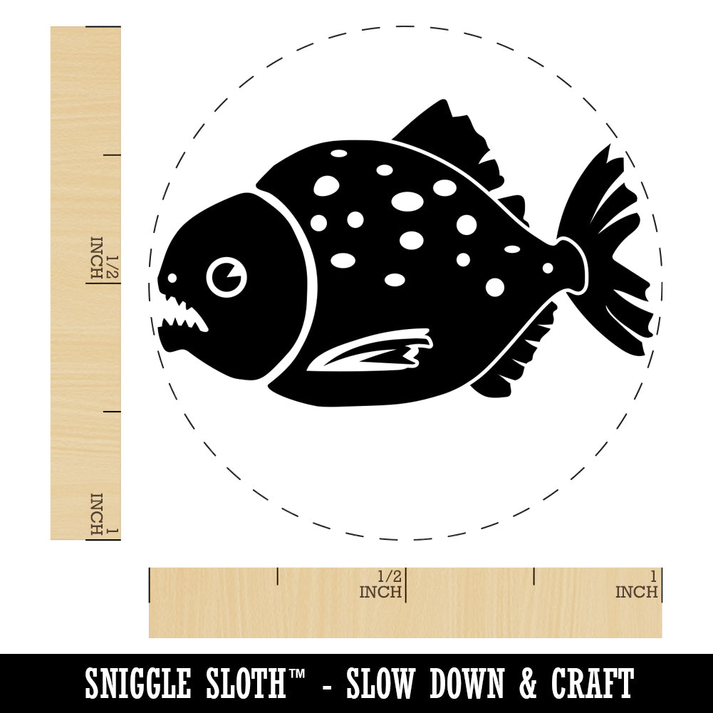 Toothy Piranha Fish Self-Inking Rubber Stamp for Stamping Crafting Planners