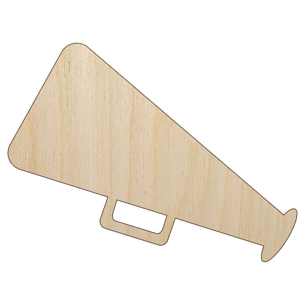 Megaphone Bullhorn Coach Cheerleading Unfinished Wood Shape Piece Cutout for DIY Craft Projects