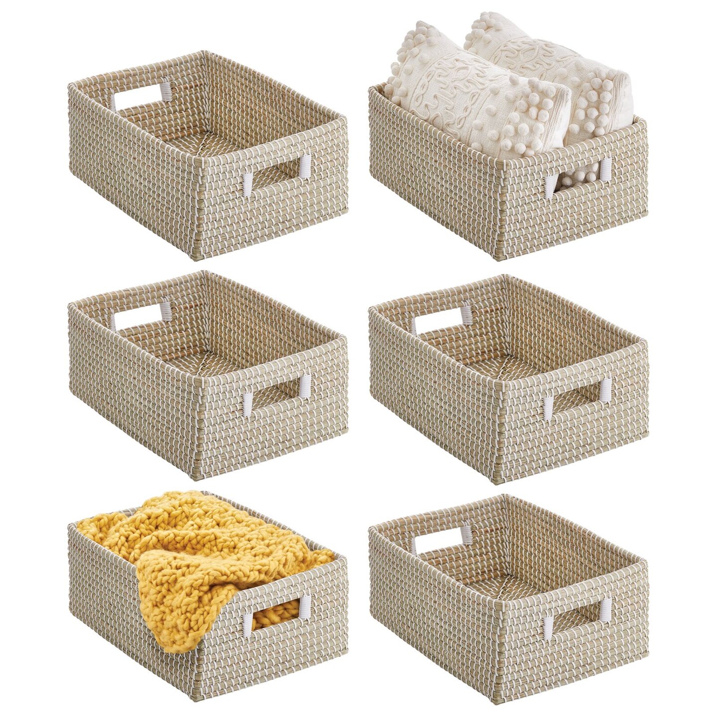 mDesign Seagrass Small Woven 9&#x22; Wide Kitchen Basket, Handles