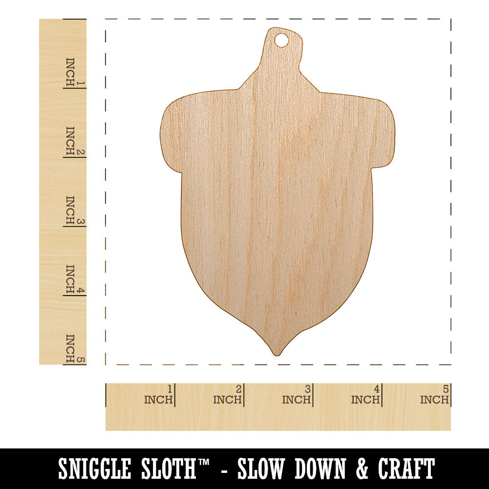 Acorn Solid Unfinished Craft Wood Holiday Christmas Tree DIY Pre-Drilled Ornament