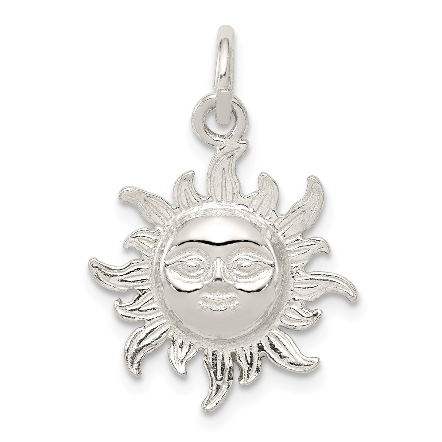 Sterling Silver Sun Charm Pendant Celestial Jewelry 24mm x 17mm