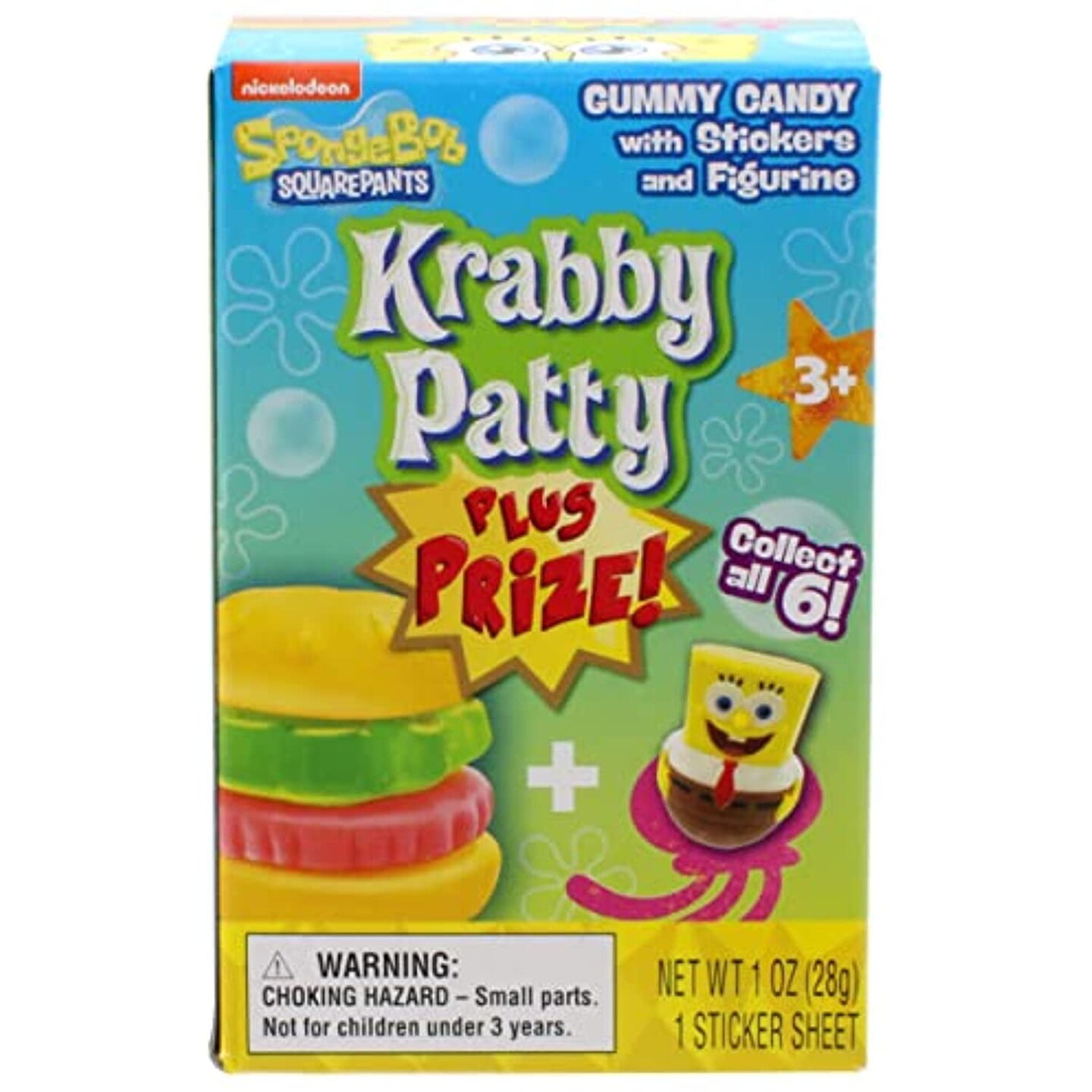 SpongeBob SquarePants Krabby Patty Plus Prize Gummy Candy with Surprise Toy  (Case of 8)