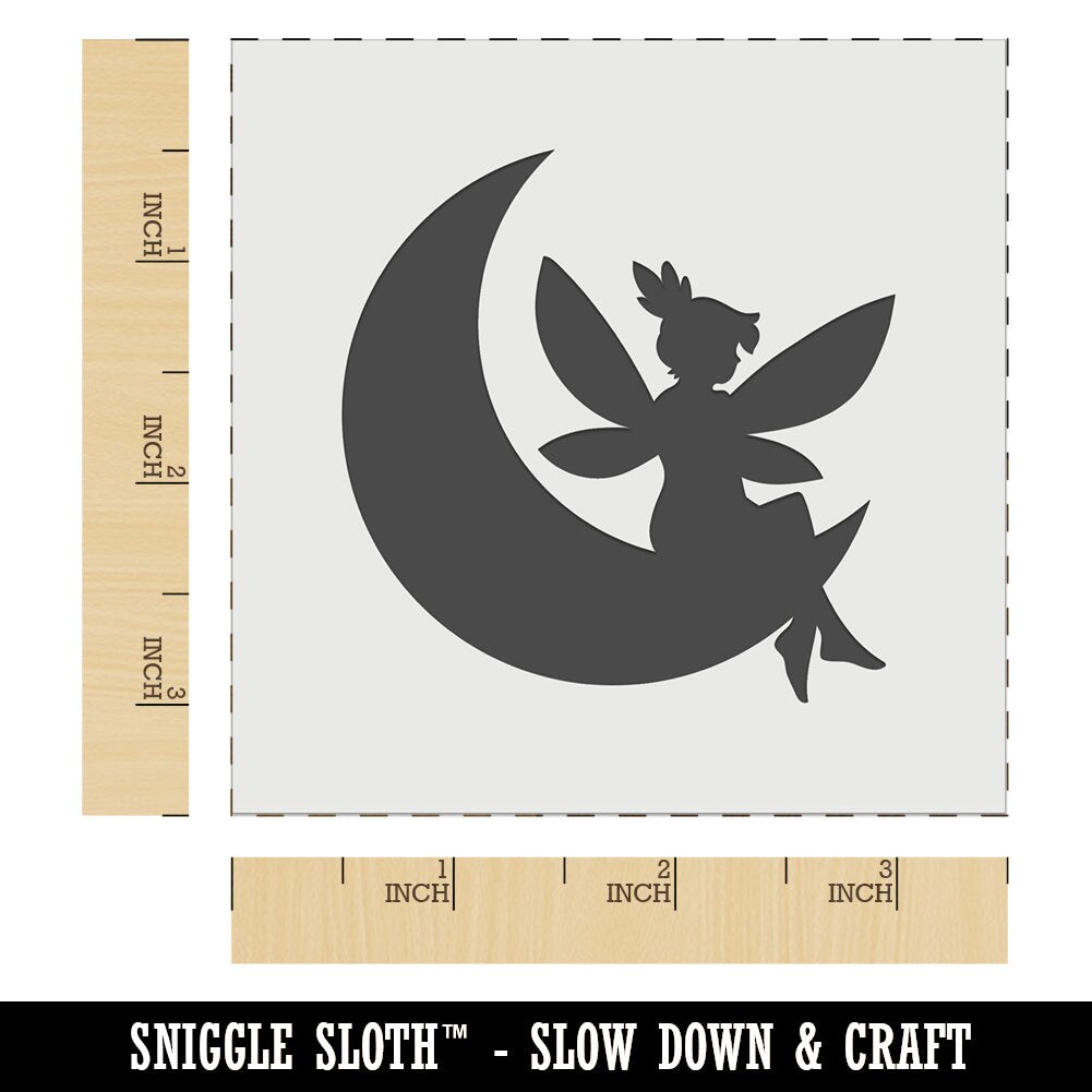 Fairy With Butterfly Wings Sitting on Moon Fantasy Wall Cookie DIY Craft Reusable Stencil
