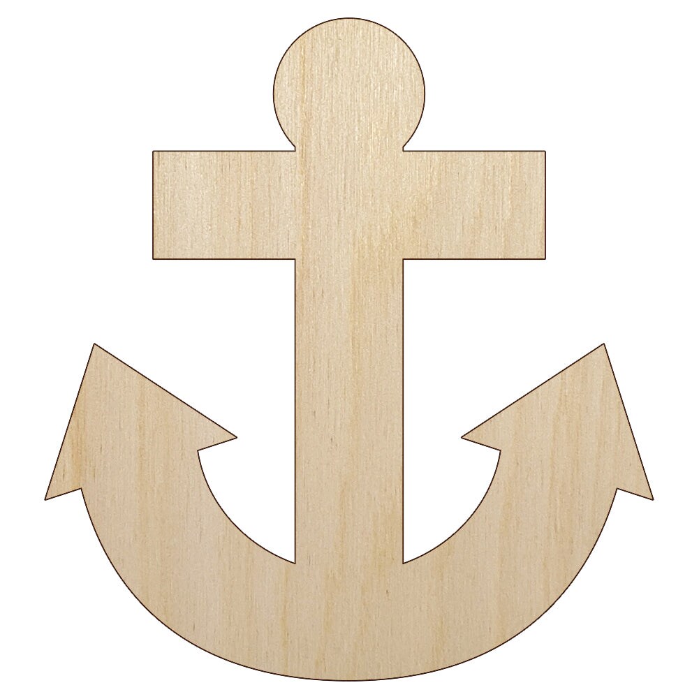 Boat Anchor Nautical Unfinished Wood Shape Piece Cutout for DIY Craft Projects
