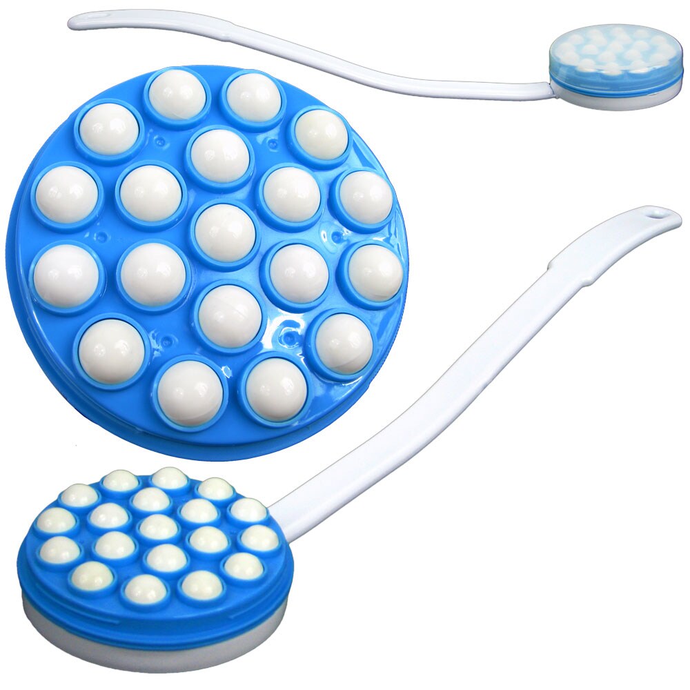 Roll-A-Lotion Applicator For Back And Legs 17.25 Inch Blue And White Massager