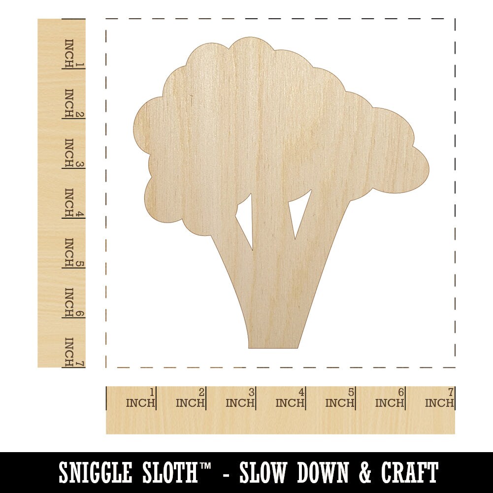Broccoli Vegetable Solid Unfinished Wood Shape Piece Cutout for DIY Craft Projects