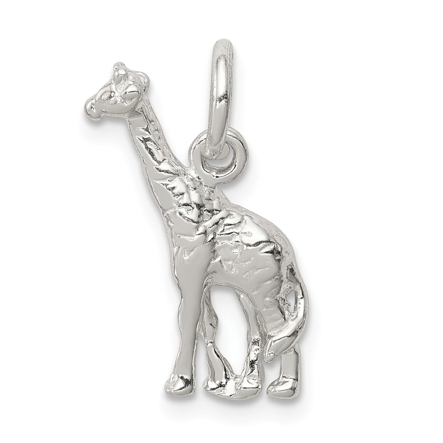 Sterling Silver Giraffe Charm &#x26; 18&#x22; Chain Jewerly 18.6mm x 12.3mm