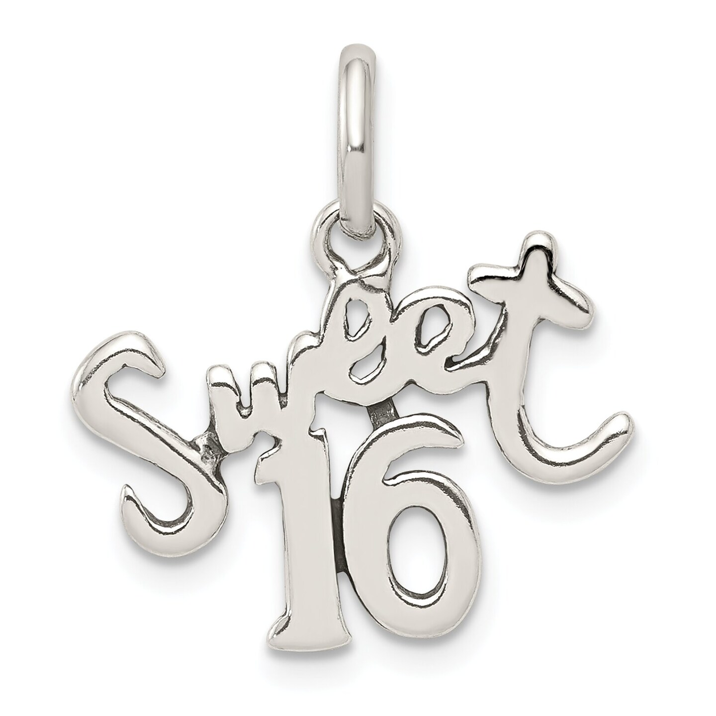 Sterling Silver Sweet 16 Charm Pendant Birthday Jewelry 19mm x 18mm