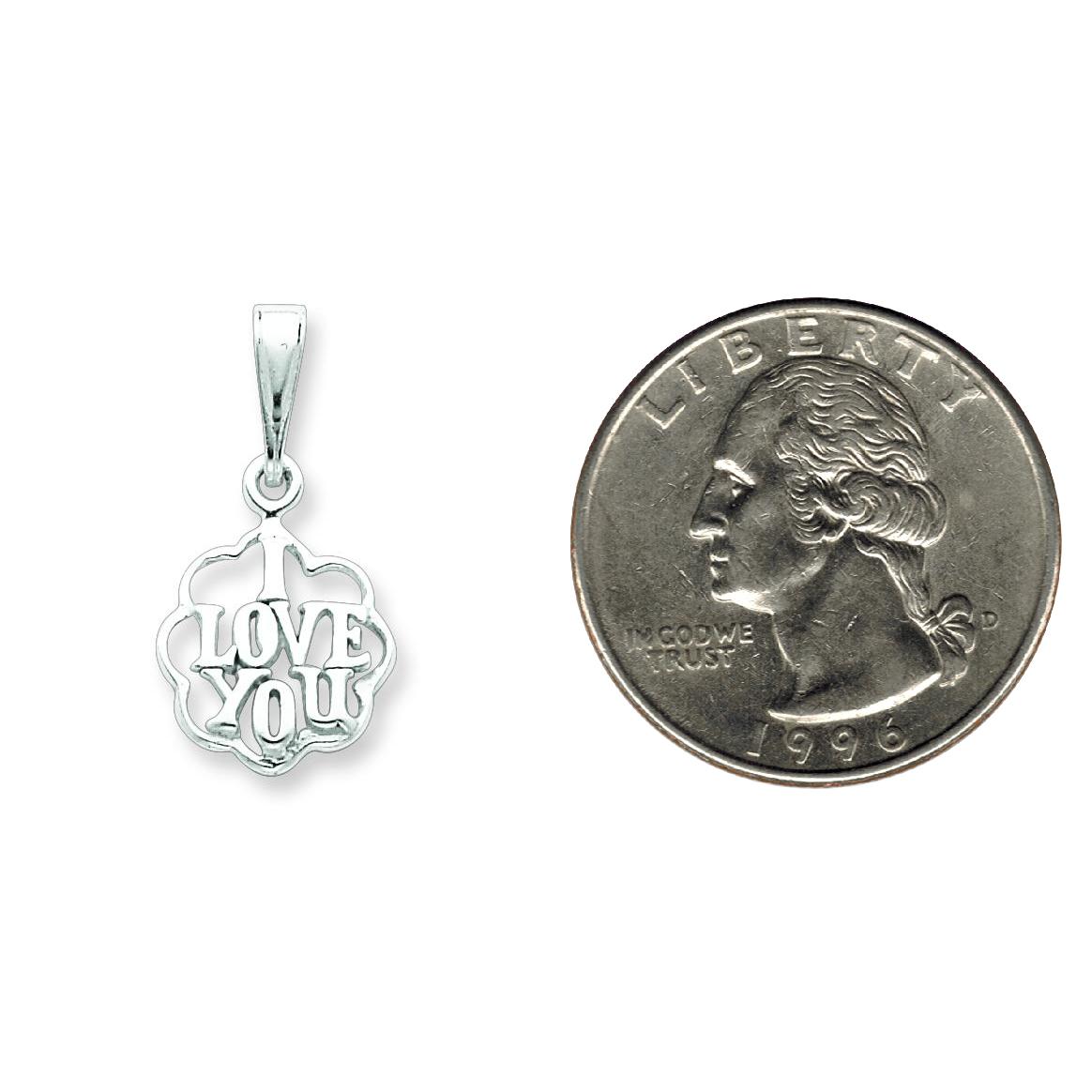 Sterling Silver I Love You Charm Pendant Jewelry 23mm x 12mm