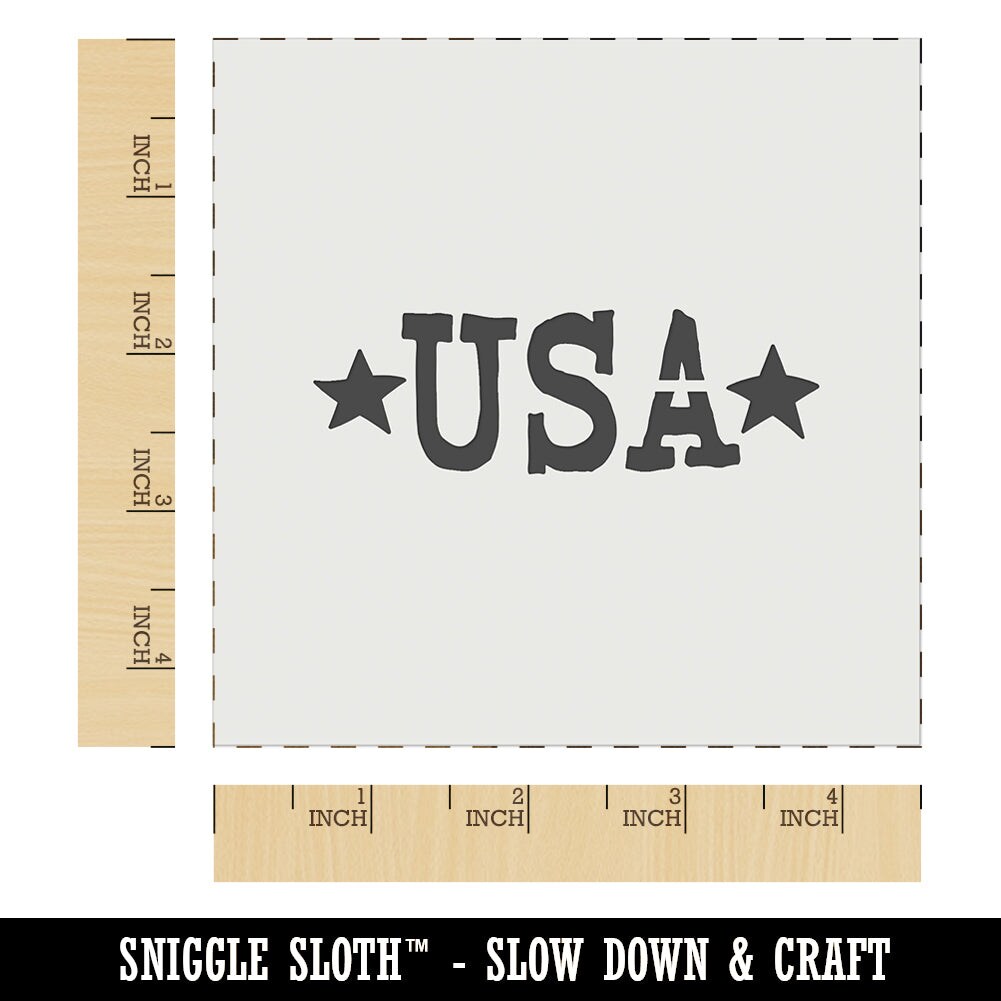USA with Stars Patriotic Fun Text Wall Cookie DIY Craft Reusable Stencil