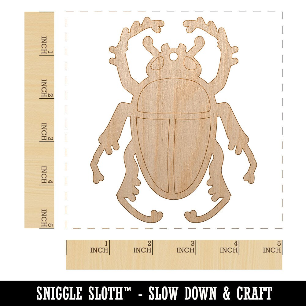 Scarab Beetle Unfinished Craft Wood Holiday Christmas Tree DIY Pre-Drilled Ornament