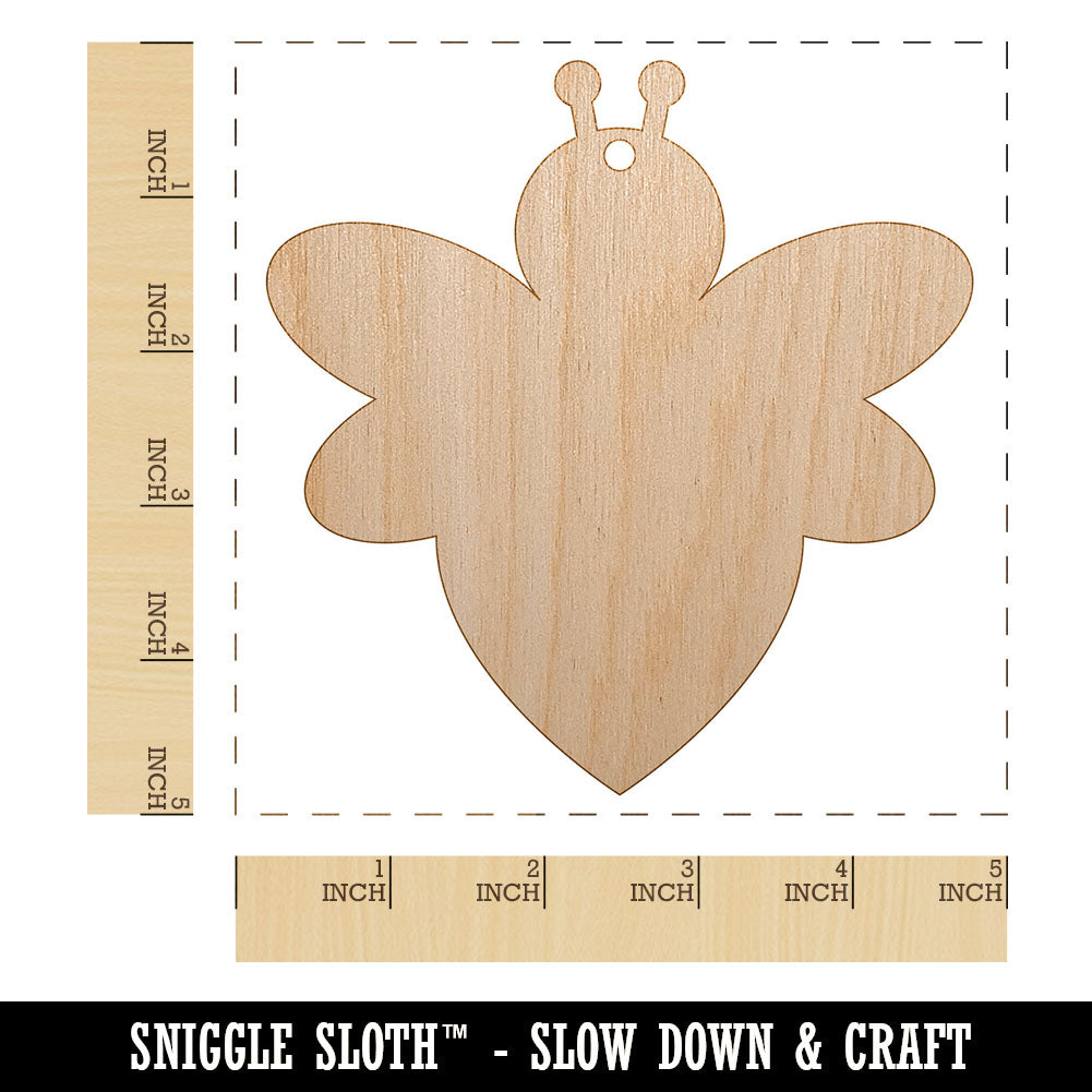 Cute Bumble Bee Solid Unfinished Craft Wood Holiday Christmas Tree DIY Pre-Drilled Ornament