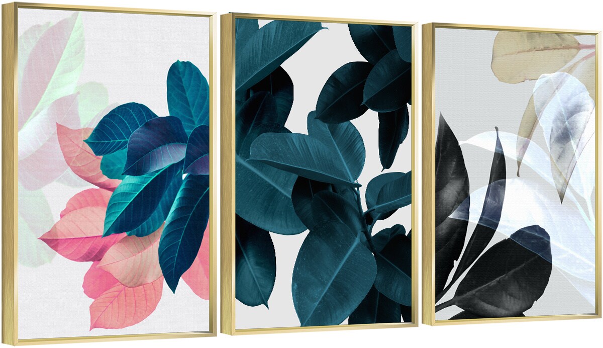 3 Set Framed Canvas Wall Art Oil Paintings - Floral Art