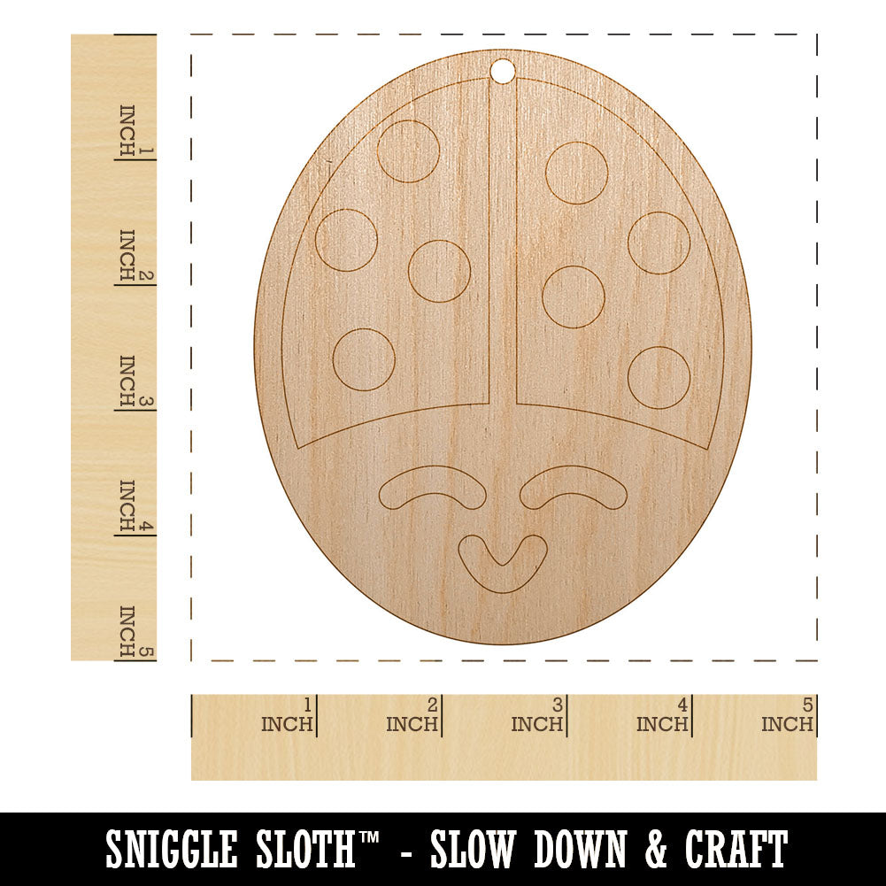 Smiling Lady Bug Unfinished Craft Wood Holiday Christmas Tree DIY Pre-Drilled Ornament