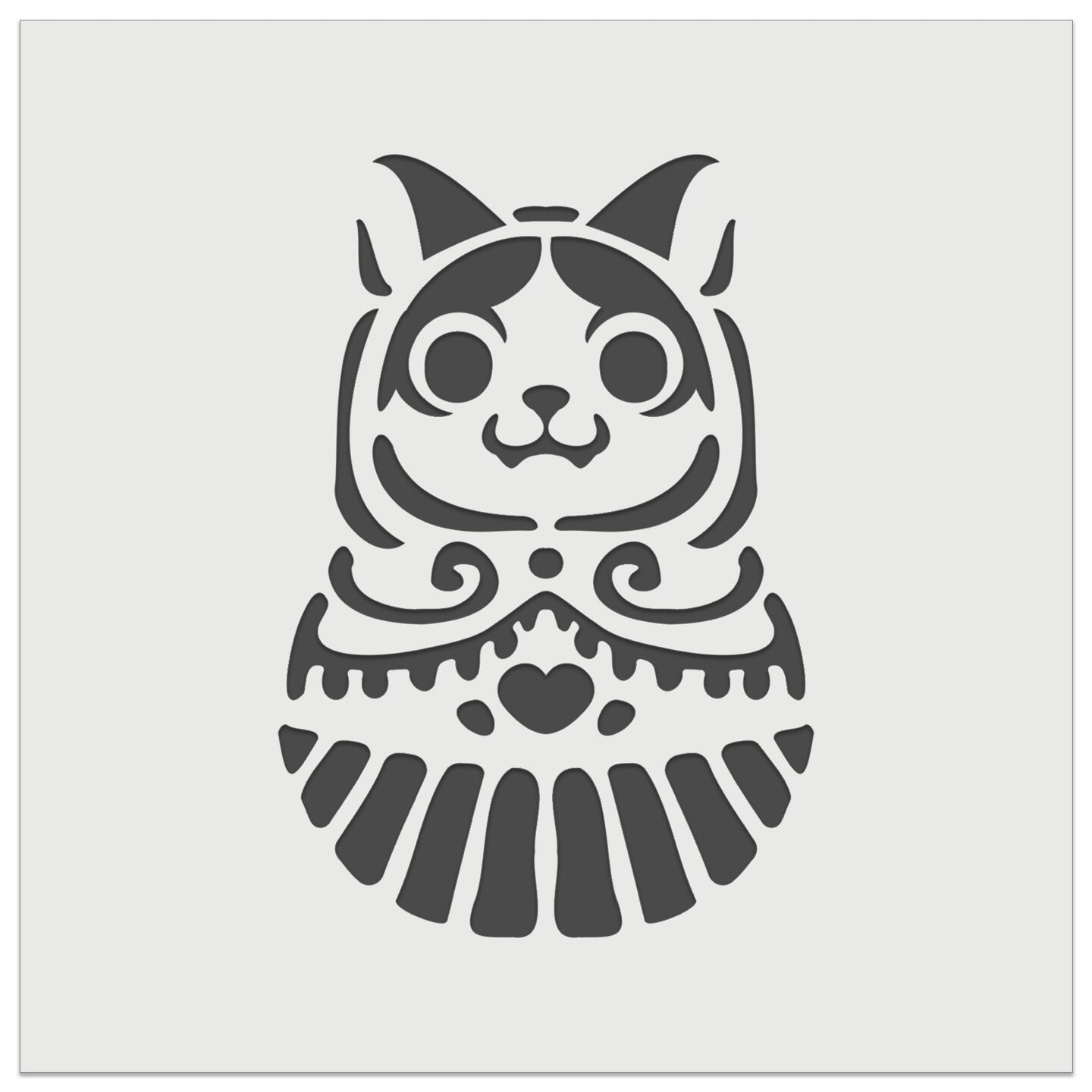 Cat Russian Nesting Doll Matroyshka Babushka Wall Cookie DIY Craft Reusable Stencil