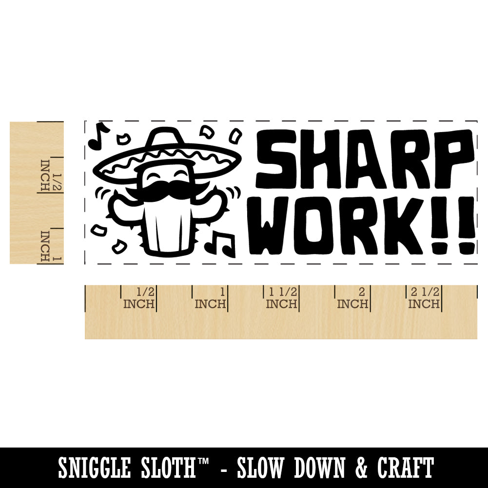 Sharp Work Fiesta Cactus Teacher Student School Self-Inking Rubber Stamp Ink Stamper