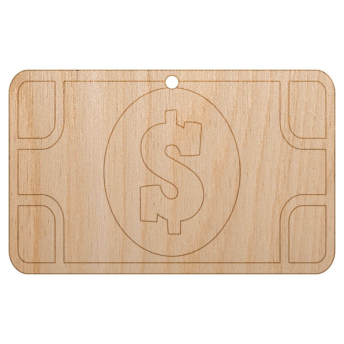 Money Cash Bills Unfinished Craft Wood Holiday Christmas Tree DIY Pre-Drilled Ornament