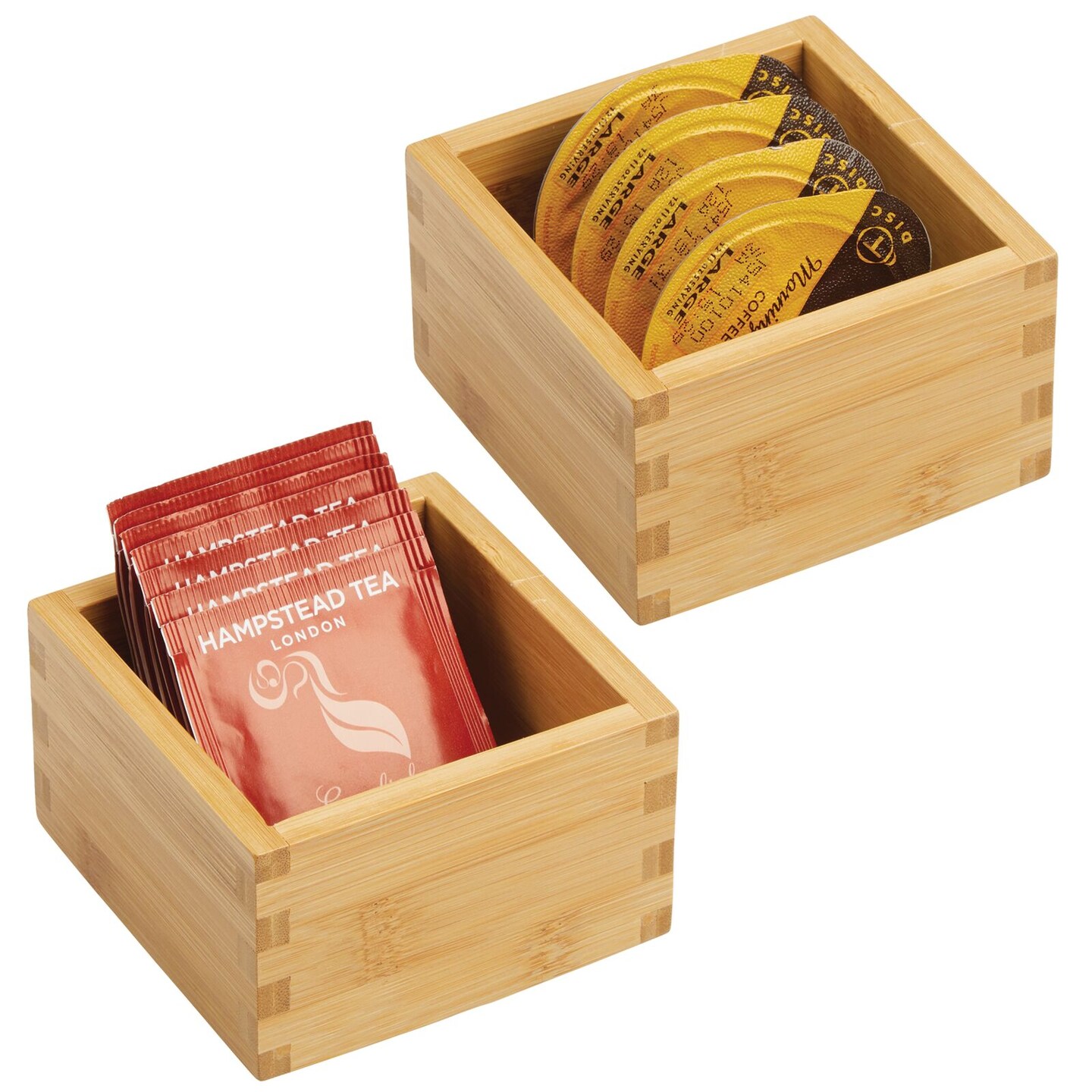 mDesign Bamboo Wood Kitchen Cabinet Drawer Organizer Tray Bins
