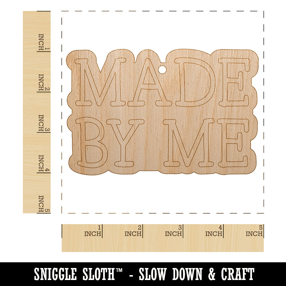 Made By Me Handmade Fun Text Unfinished Craft Wood Holiday Christmas Tree DIY Pre-Drilled Ornament