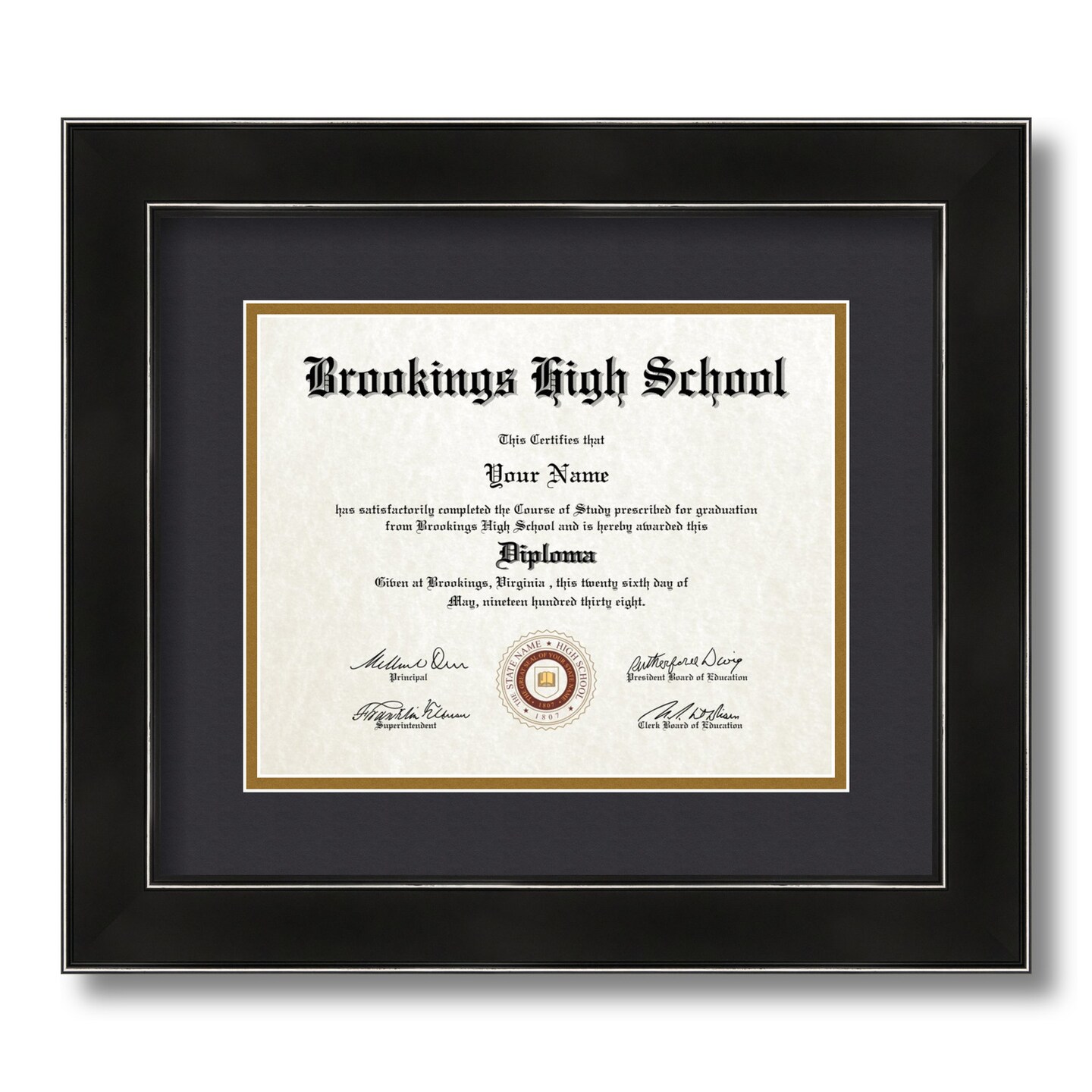 ArtToFrames 8x10 inch Diploma Frame - Framed with Black and Gold Mats, Comes with Regular Glass and Sawtooth Hanger for Wall Hanging (D-8x10)