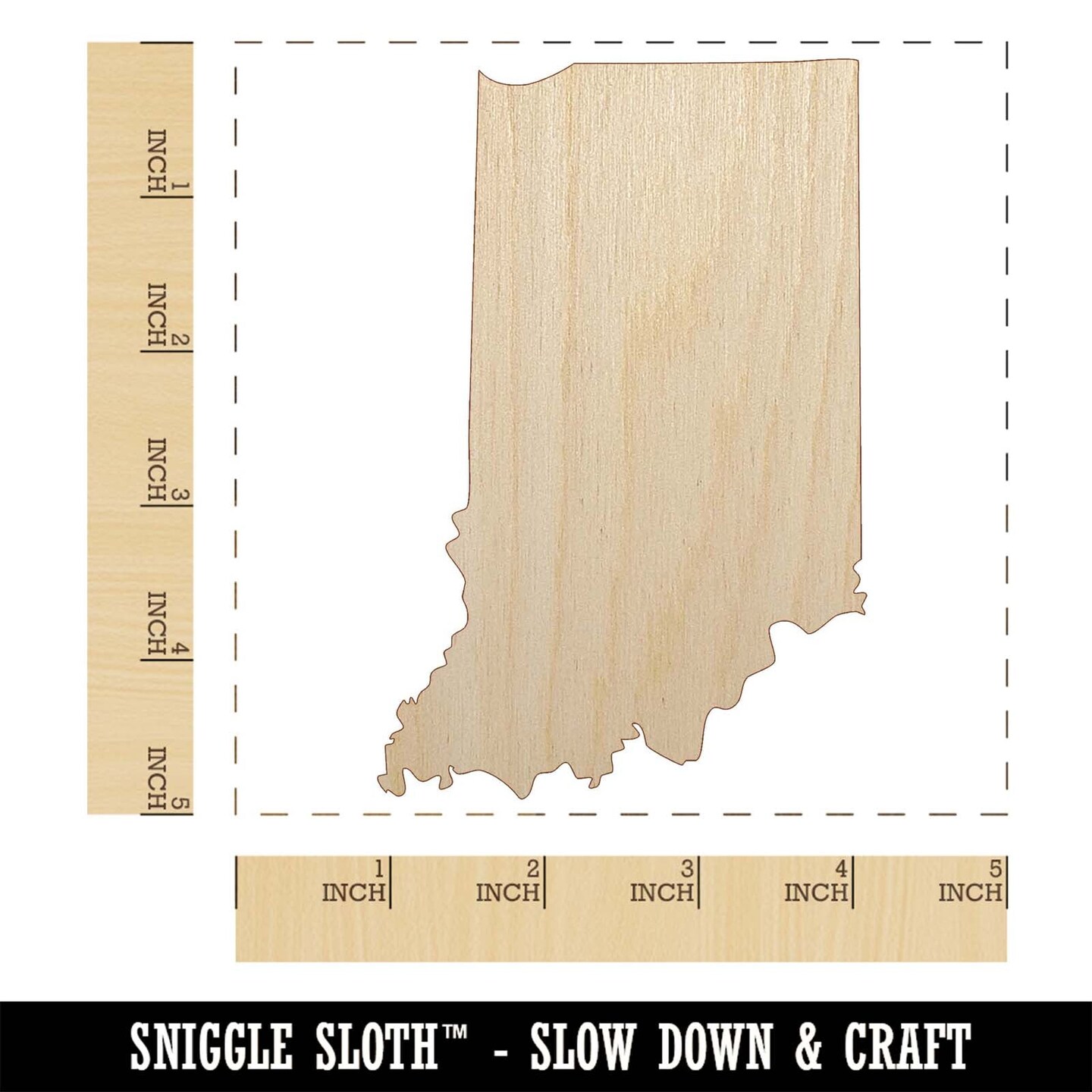 Indiana State Silhouette Unfinished Wood Shape Piece Cutout for DIY Craft Projects