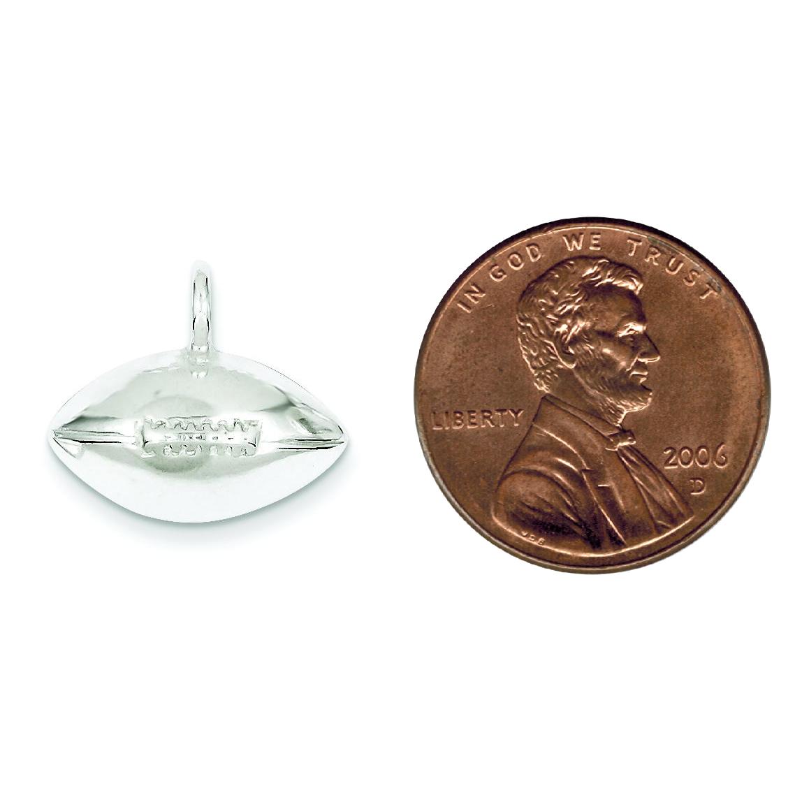 Sterling Silver Football Pendant Charm Sports Jewelry 17mm x 20mm