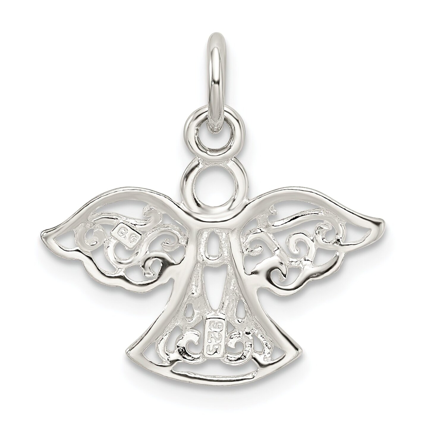 Sterling Silver Filigree Angel Charm Religious Jewelry 20mm L X 20mmW Approx.
