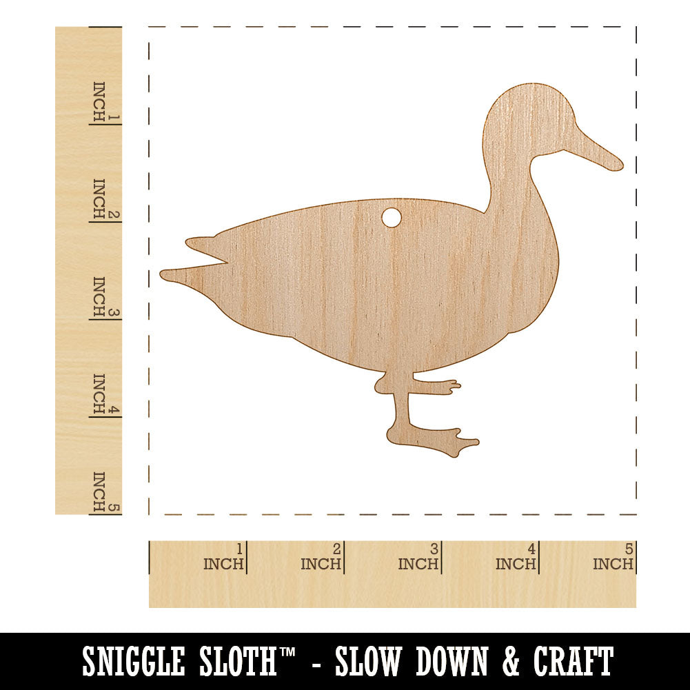 Duck Standing Solid Unfinished Craft Wood Holiday Christmas Tree DIY Pre-Drilled Ornament