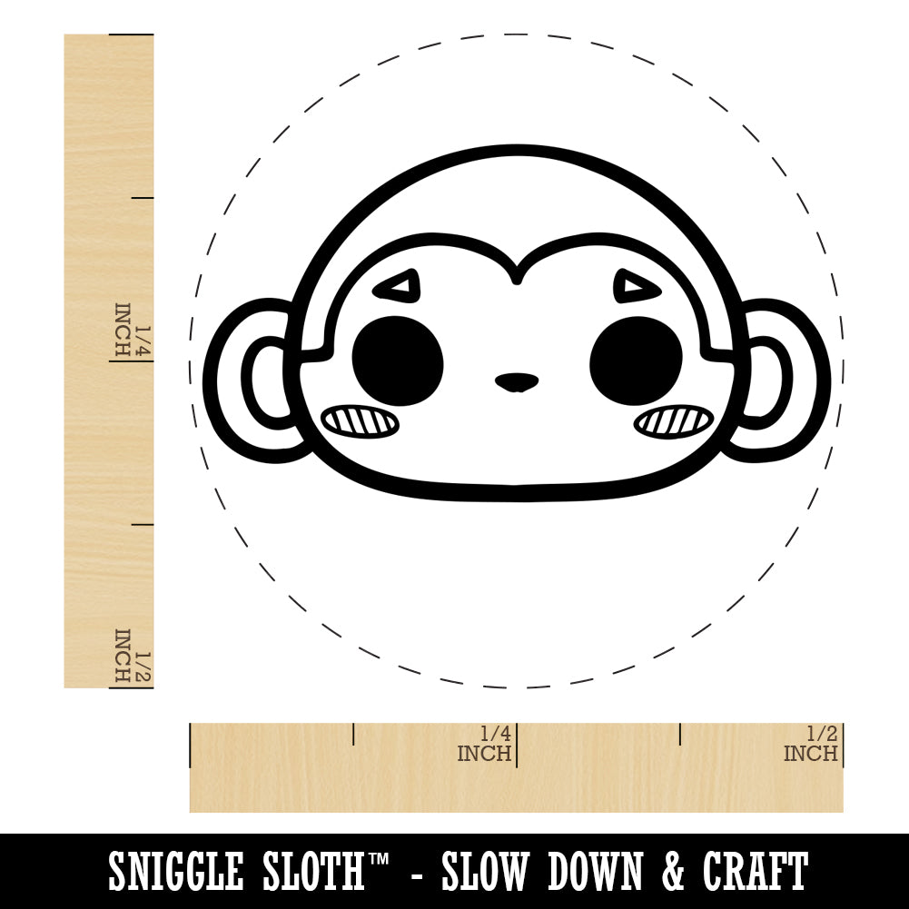 Charming Kawaii Chibi Monkey Face Blushing Cheeks Self-Inking Rubber Stamp for Stamping Crafting Planners
