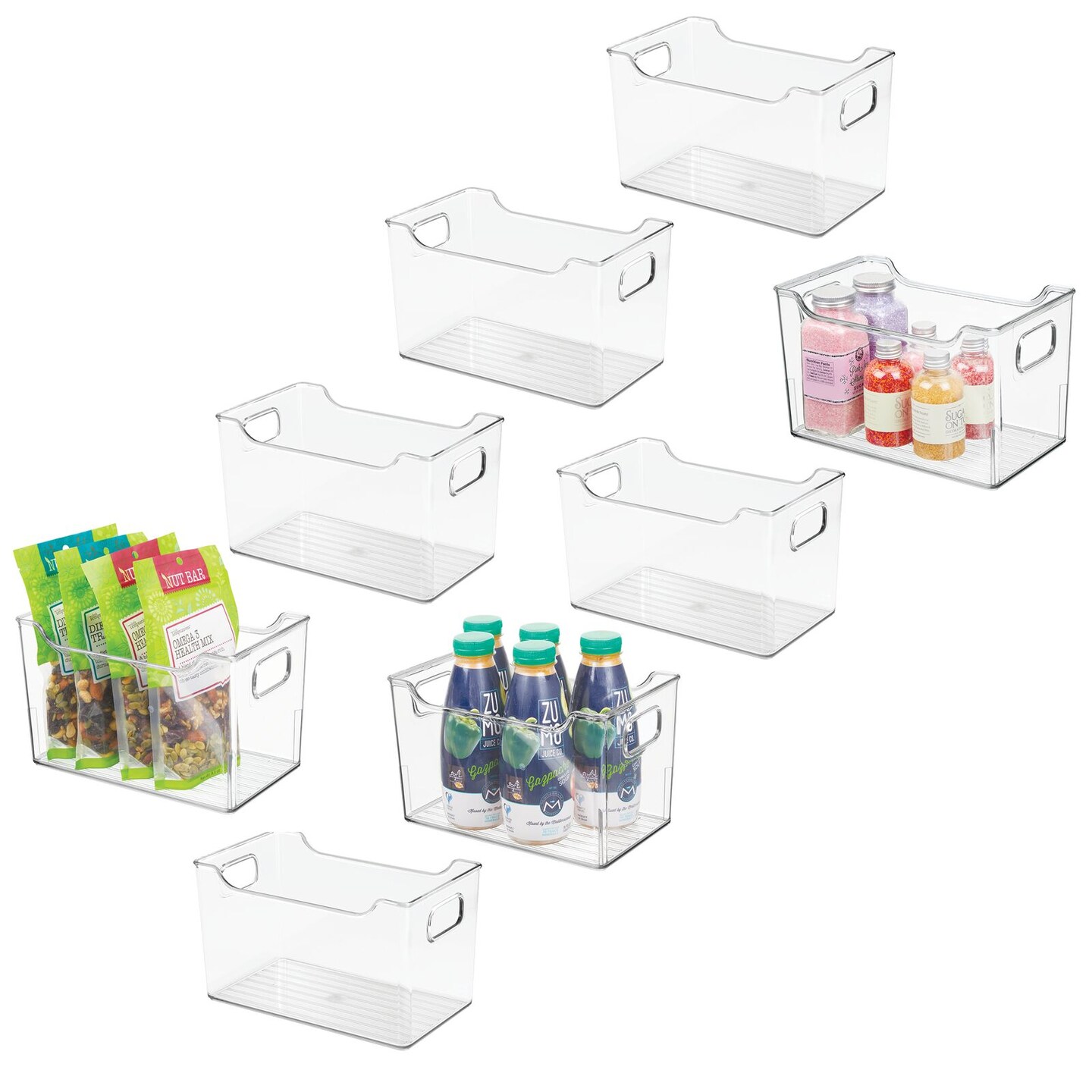 mDesign Plastic Kitchen Pantry Cabinet Food Storage Bin, 8 Pack