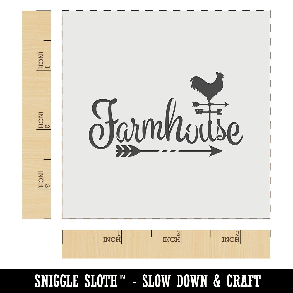 Farmhouse Script Font Arrow Rooster Weathervane Wall Cookie DIY Craft Reusable Stencil
