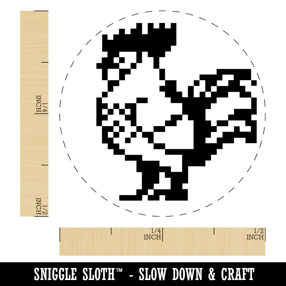 Pixel Rooster Chicken Self-Inking Rubber Stamp for Stamping Crafting Planners