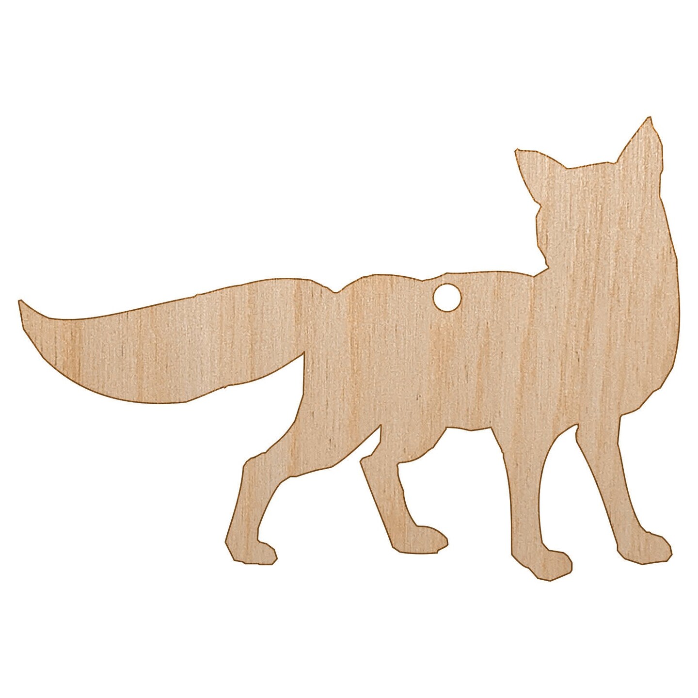 Fox Solid Unfinished Craft Wood Holiday Christmas Tree DIY Pre-Drilled Ornament