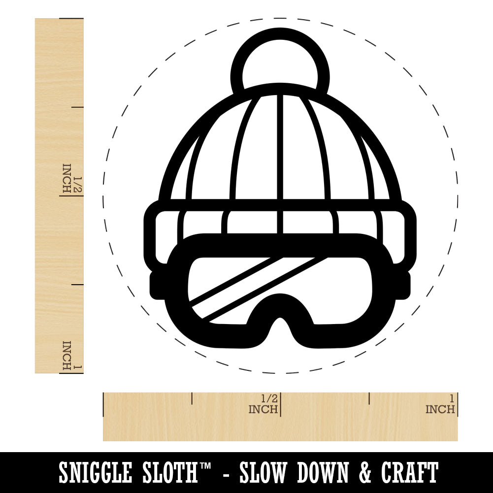 Snowboard Ski Goggles with Beanie Hat Winter Self-Inking Rubber Stamp for Stamping Crafting Planners