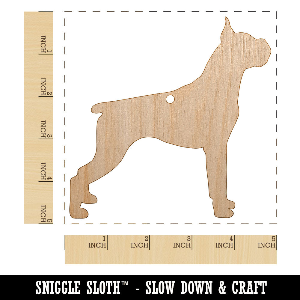 Boxer Dog Solid Unfinished Craft Wood Holiday Christmas Tree DIY Pre-Drilled Ornament