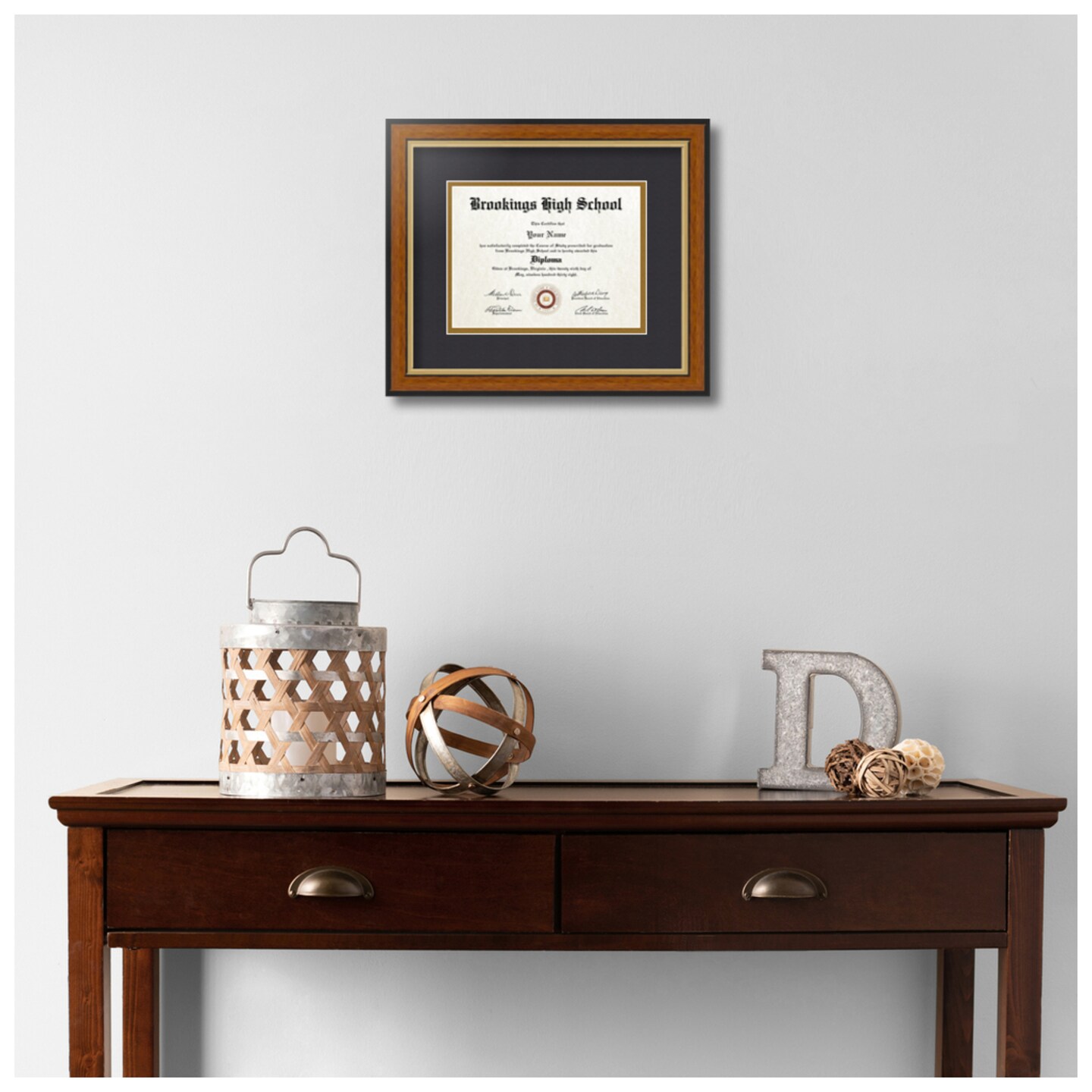 ArtToFrames 6x8 inch Diploma Frame - Framed with Black and Gold Mats, Comes with Regular Glass and Sawtooth Hanger for Wall Hanging (D-6x8)